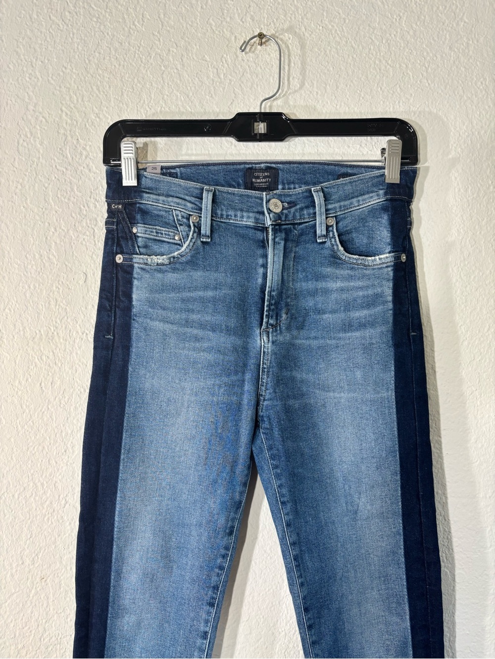 Citizens of Humanity Rocket Crop Illusion Two-Tone Side Stripe Jeans Size 25 - Picture 4 of 15